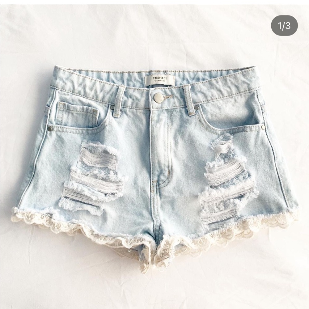 Forever 21 crochet denim shorts